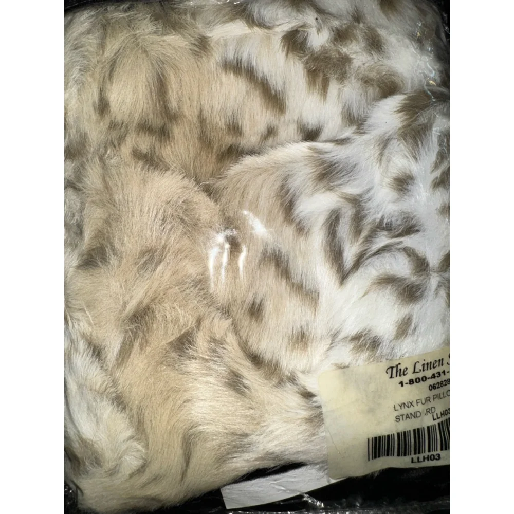 Vintage The Linen Source Pillow Sham Faux Lynx Fur 5th Ave NYC Standard Beige